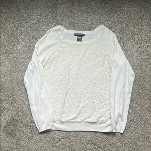 Women’s White Sweater with lace detail